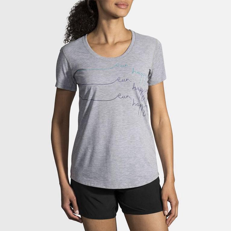 Brooks Distance Graphic Womens Running Tank Top - Grey - Philippines (406938JLV)